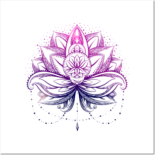 Purple  Watercolor Lotus / Lily flower Posters and Art